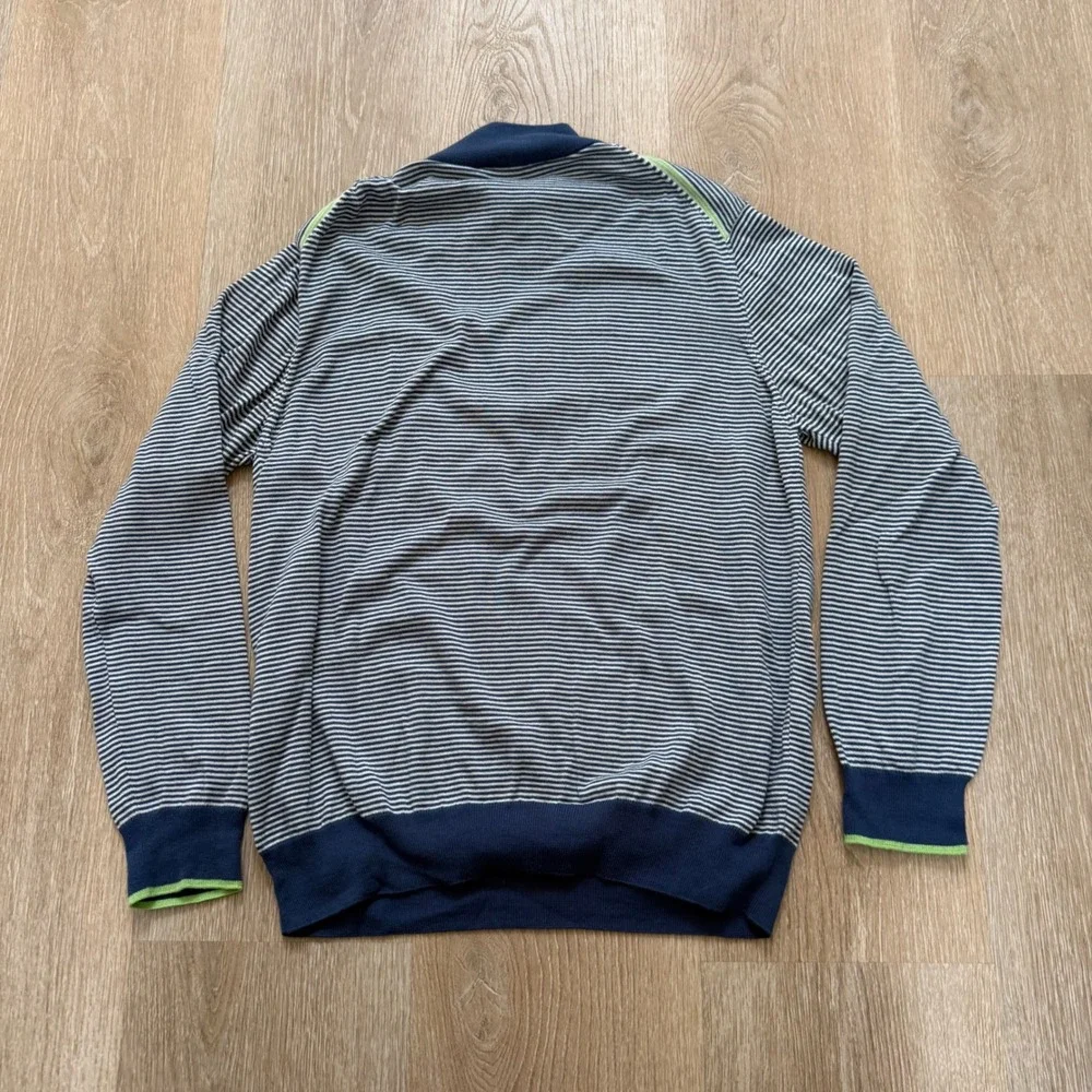 Vineyard Vines Striped Quarter Zip Pullover Mens Medium Blue Pima Cotton Sweater